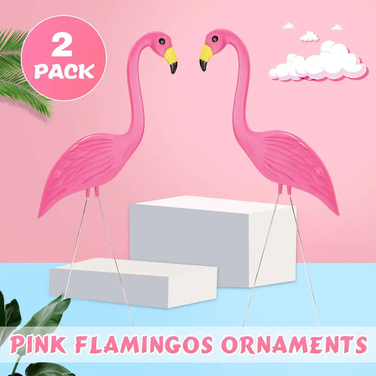 

NEW A Pair 90CM Pink Flamingo Statue Home Yard Garden Lawn Art Ornaments Decoration Plastic