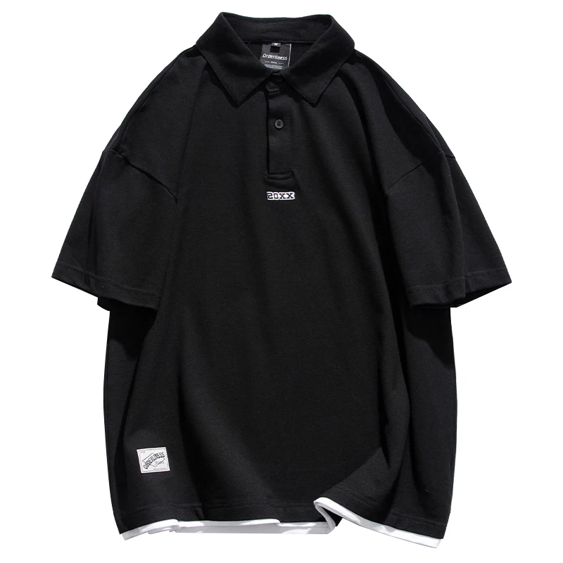 

Summer Fashion High Quality Lapel Collar Polo Shirts Streetwear Men Clothing Kpop Cotton Couple Short Sleeve Harajuku Tops Male