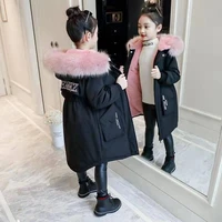 kids thick parka big fur collar hooded long coats outerwear 4 14y fashion children winter down jacket girl warm coats clothing