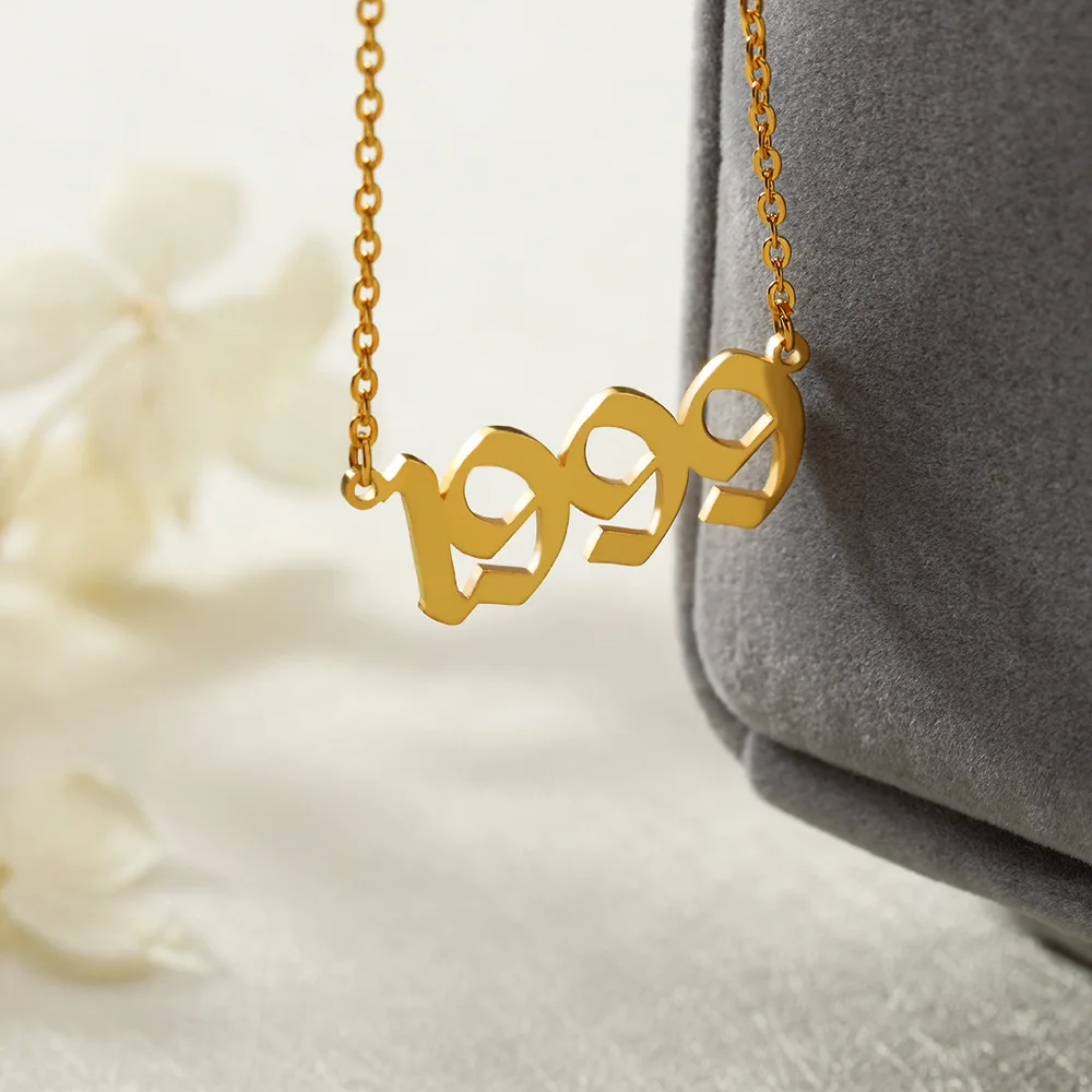 

Классическое персонализированное ожерелье из нержавеющей стали с цифрами в виде ангела, подвеска для ювелирного подарка, бесплатная доста...