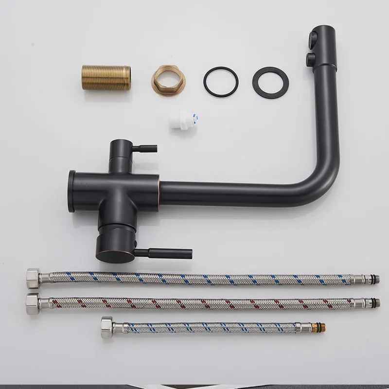 

Multiple Colors Retail Oil Rubbed Bronze Deck Mounted Single Hole Two Handles Kitchen Mixer Faucet Drinking Faucet