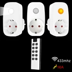 Умная розетка с дистанционным управлением RF, Беспроводная розетка 433 МГц, выключатель питания, ночник, розетка европейского стандарта