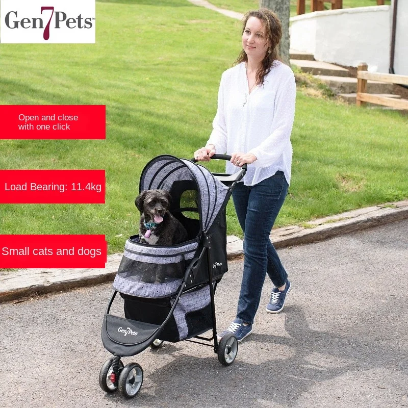 Большая тележка для домашних животных с одним шагом и двойным тормозом Складной