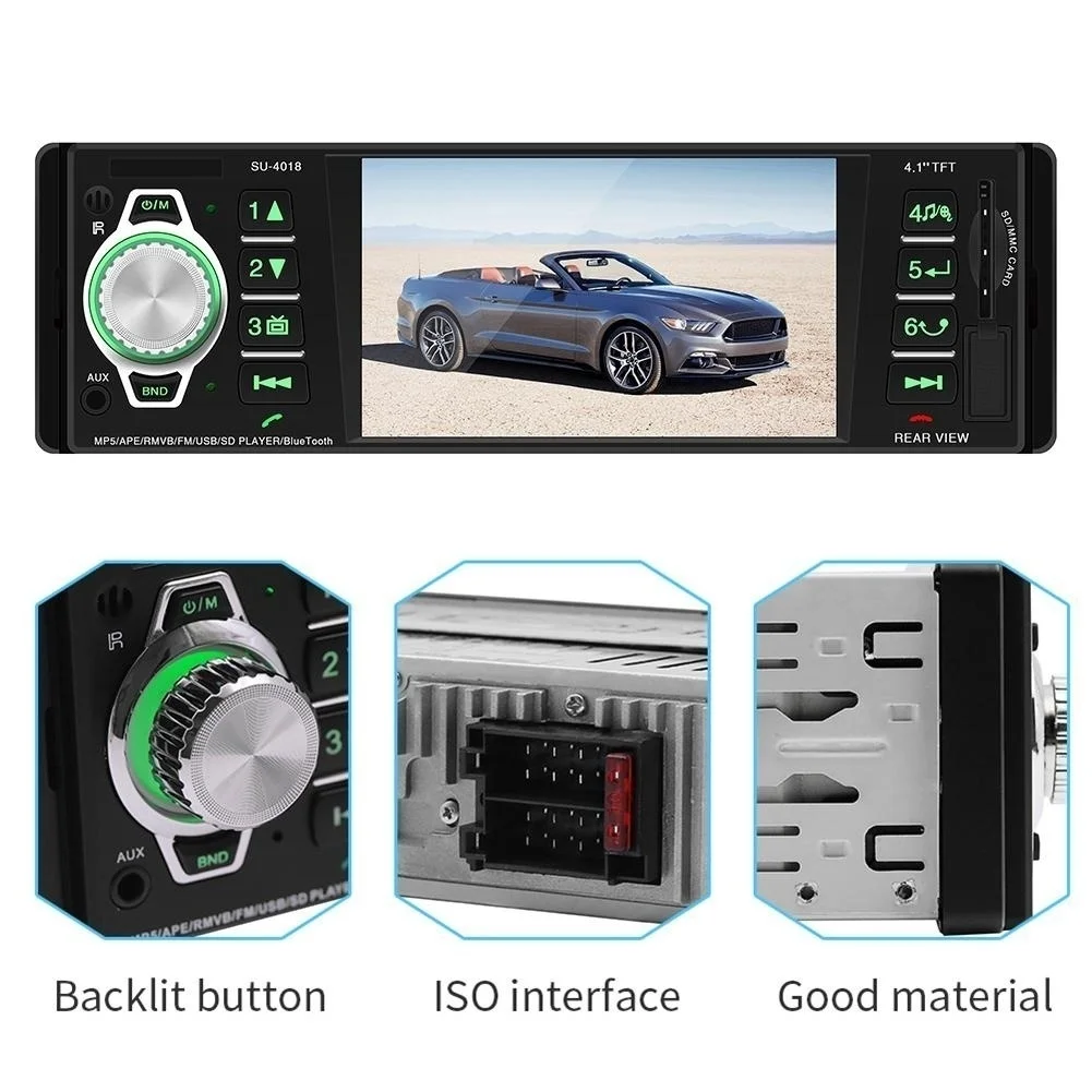Автомагнитола 5 мп MP3 MP4 плеер 4 1 дюйма HD TFT 12 в FM/USB/SD/поддержка Bluetooth дистанционное
