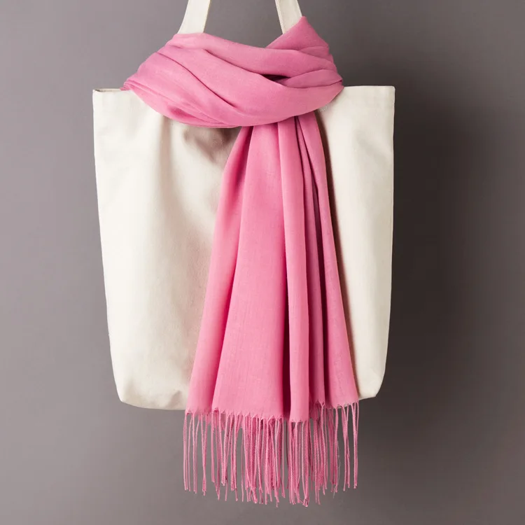 Skin red Scarf Женские однотонные кашемировые шарфы с кисточками, осень, новые мягкие теплые шарфы для девушек и женщин, тонкий длинный шарф, Женская шаль, мужской шарф - Цвет: Skin red Scarf
