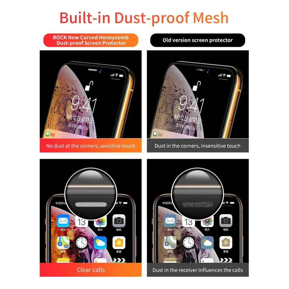 ROCK полное защитное закаленное стекло для iPhone X Xs Max 9H Защитное стекло для экрана для iPhone Xsmax пленка закругленные края покрытие стекло