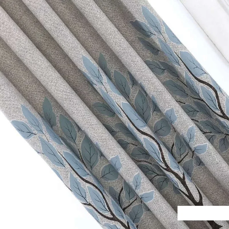 Плотные конопляные шторы в скандинавском стиле с принтом большого дерева и