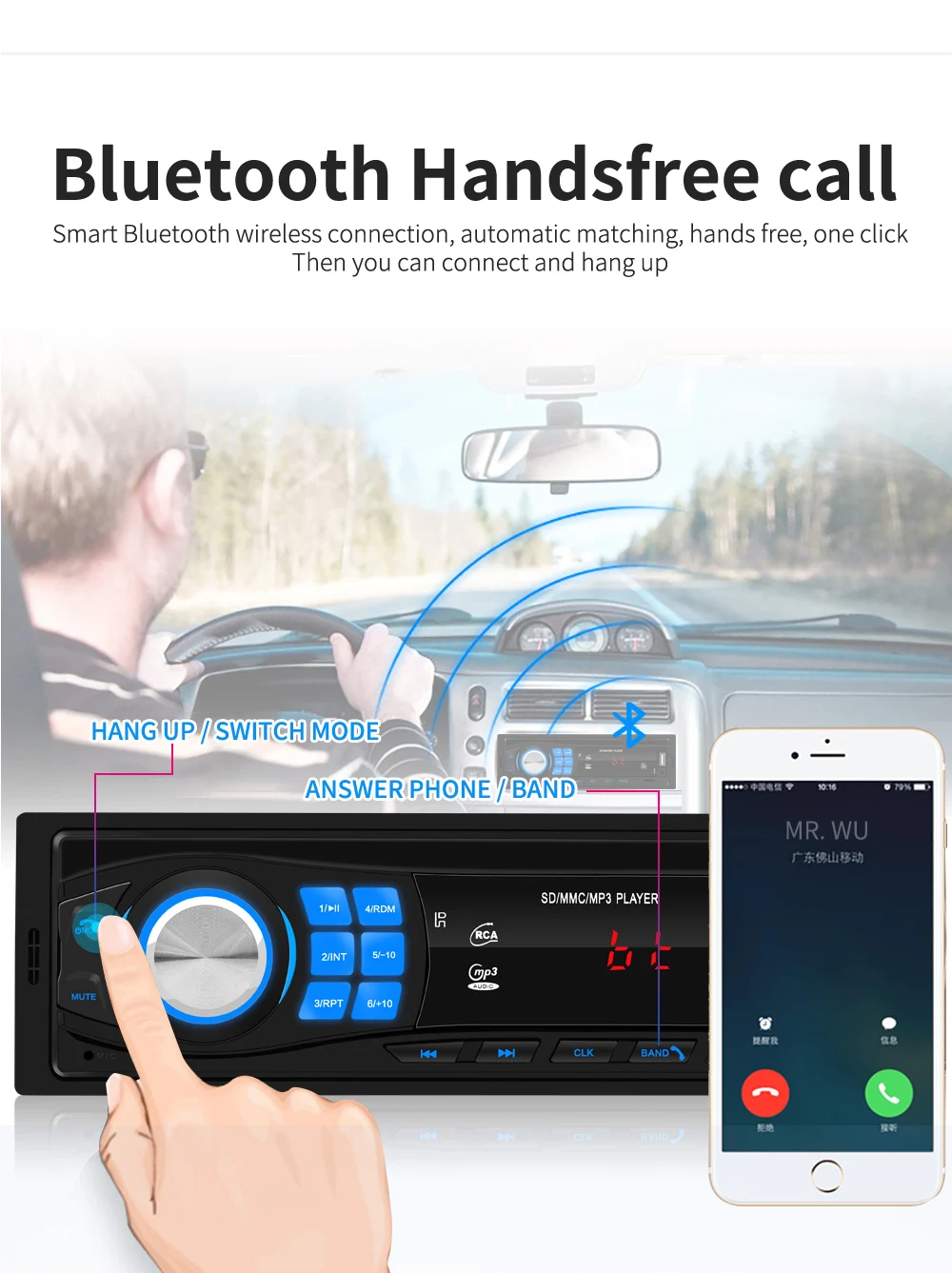 Автомобильный стерео радиоприемник FM Bluetooth Авторадио 12 В Aux IN вход приемник SD USB In