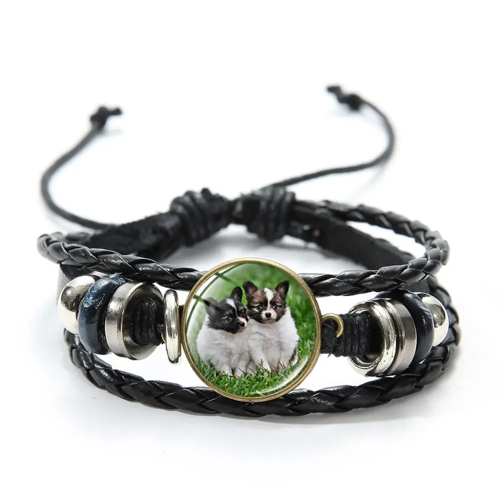 Азиатских весело мопса кожаный браслет в виде милой собачки для домашних