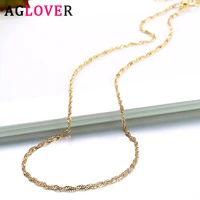 aglover 925 sterling silver 18 inch20 inch goldrose goldsilver water wave chian necklace for woman fashion jewelry gift