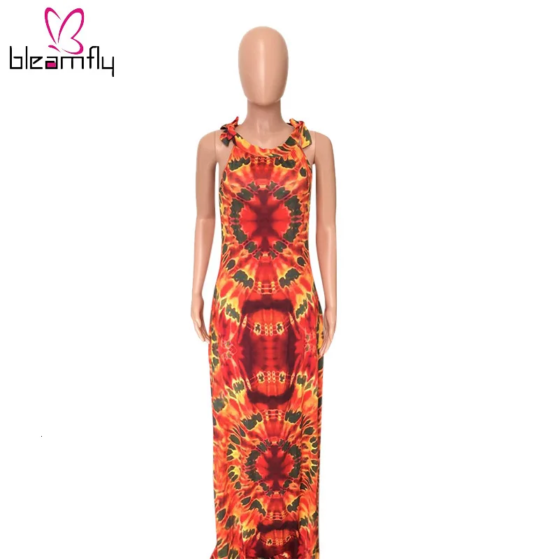 Женское винтажное платье с принтом в стиле бохо Летнее Длинное Платье Макси на
