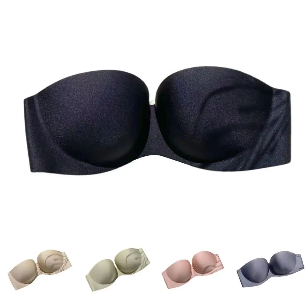 

Gathered Invisible Strapless Bra Women Wire Free Push Up Seamless Brassiere for Daily Wear