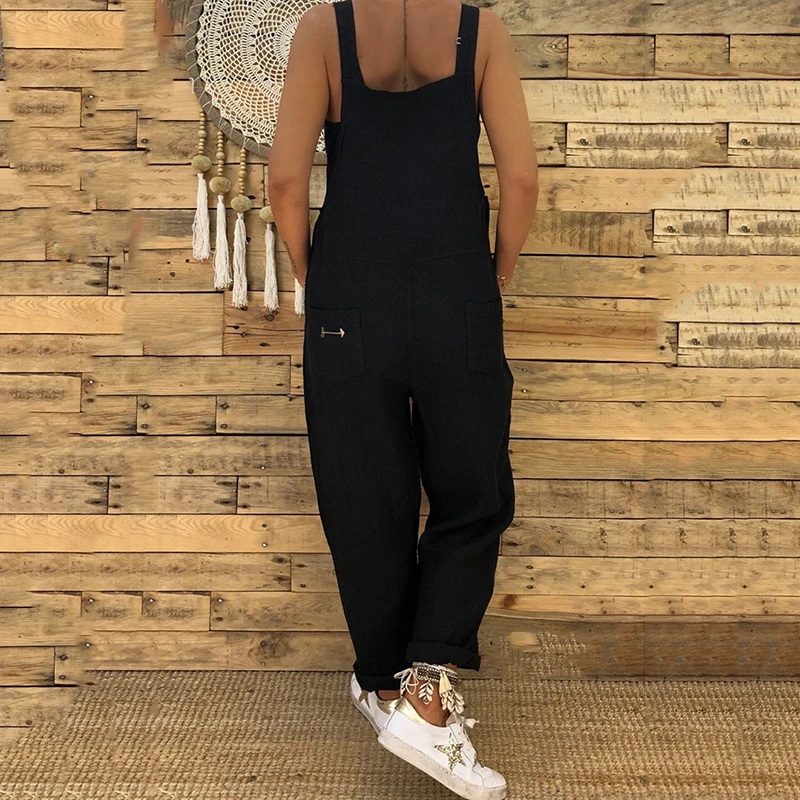 Женские свободные повседневные Комбинезоны шаровары на бретельках Дамский