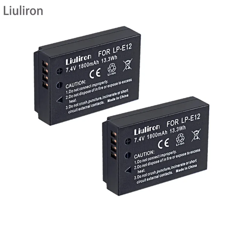 2 упаковки 1800 мАч Акку LP-E12 LPE12 LP E12 батарея+ двойной USB зарядное устройство с светодиодный для Canon EOS M10 M100 M2 100D Kiss X7 Rebel SL1 L15