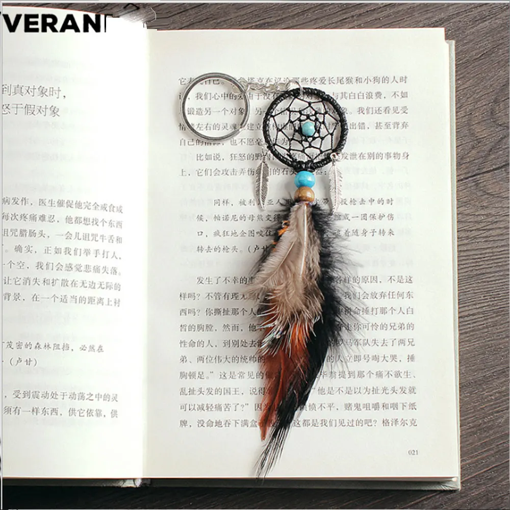 Цепочка для ключей в виде древнего серебряного листа ручной кулон Ловца снов