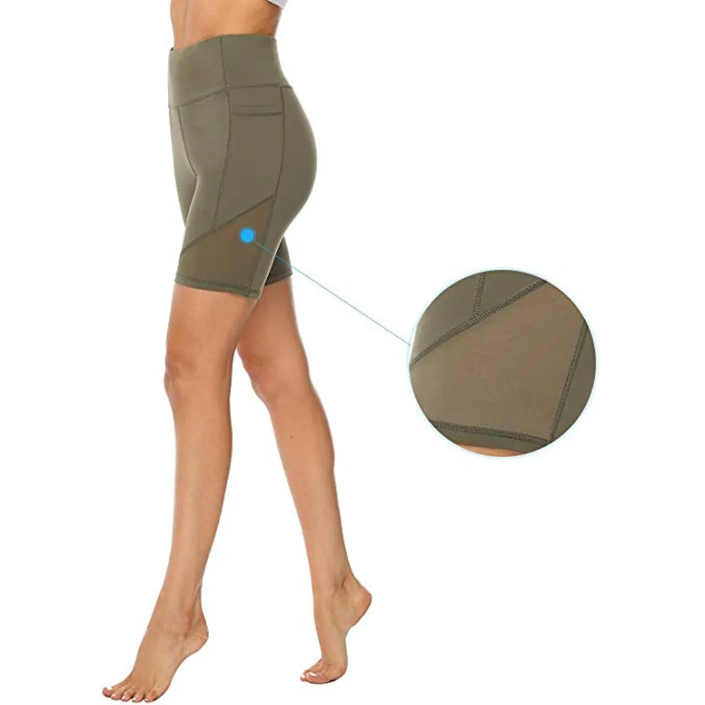 

SAGACE Sports Leggings Fitness Women Quick-Drying Pockets Breathable High Waist Sports Wear Workout Athletic Shorts