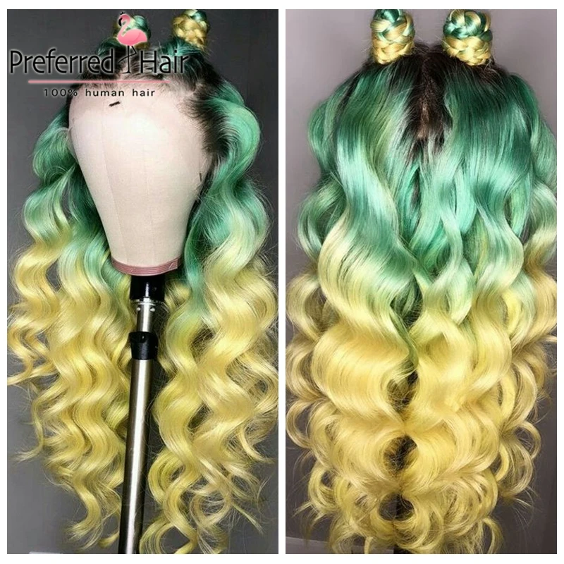 Preferred13x4 предварительно выщипанный глубокий волнистый парик фронта шнурка Remy