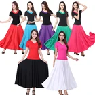 Женский танцевальный костюм, однотонный костюм для фламенко, 7 цветов, сценическая юбка для выступления, балетные балетный зал