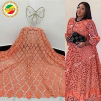orange 2 5 yards 100 cotton embroidered dry lace latest swiss voile lace in switzerland women top quality dry lace for wedding