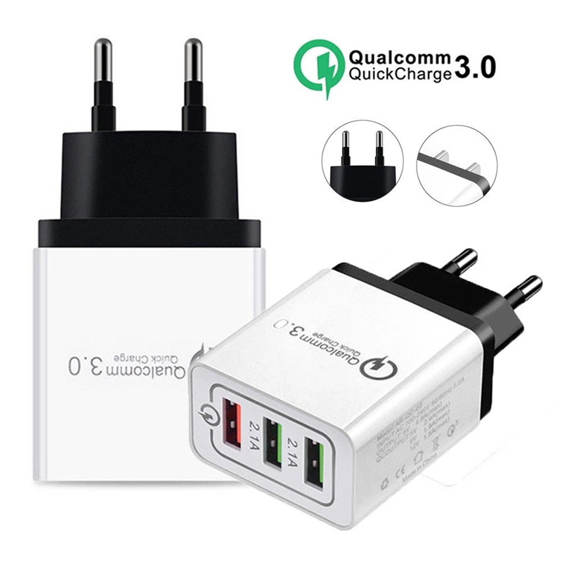 

Universal 3 Port Fast Quick Charge QC3.0 USB Hub Wall Charger Adapter EU US Plug