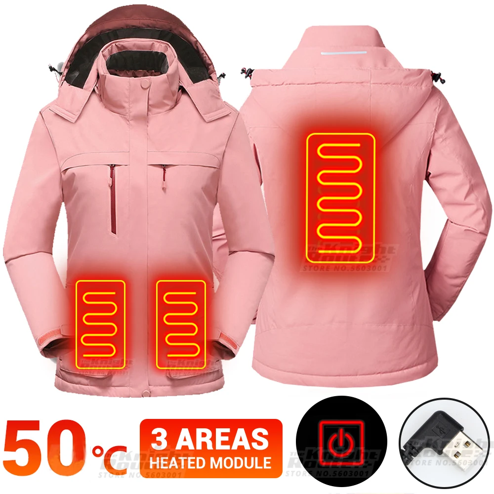 

Winter Heated Jacket Men's Women's Heated Vest USB Thermal Warm Coat Thermal Outerwear Jacket Camping Clothing Hiking Windproof