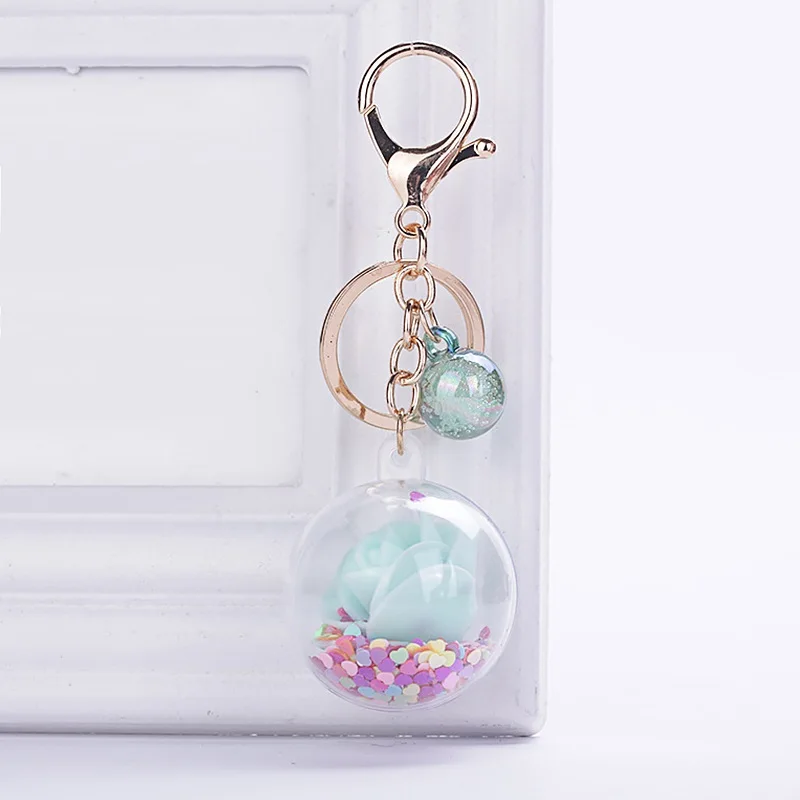 

New Sequins Glitter Rose Keychain Pendant Transparent Plastic Eternal Flower Key Chain Women Car Handbag Keyring llaveros
