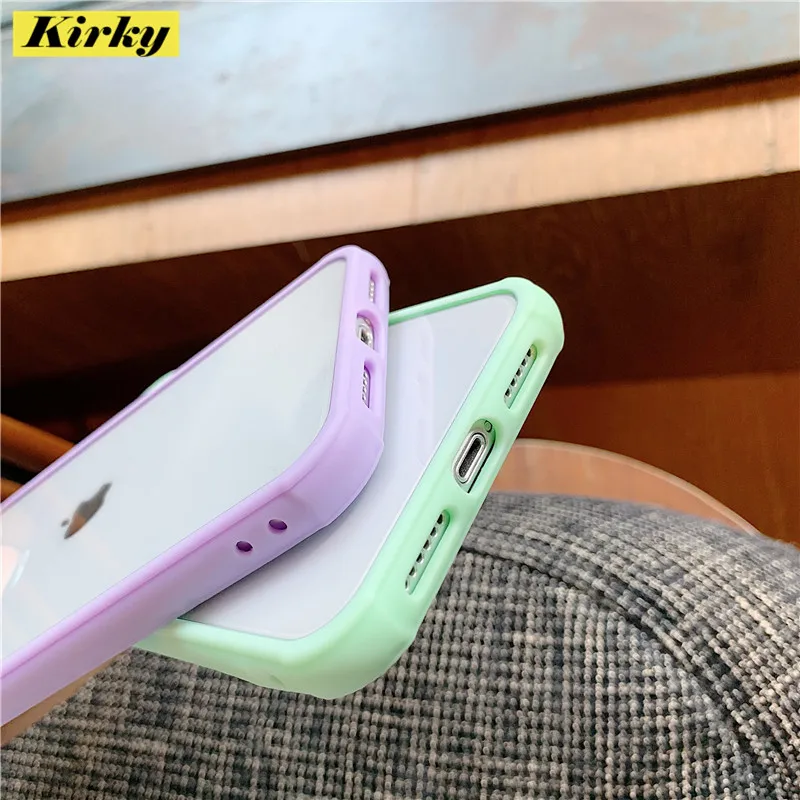 Candy color Frame Transparent Gasbag Shockproof Silicone Phone Case For iPhone 11 Pro Max XR X XS 8 7 6S Plus TPU Back Cover | Мобильные