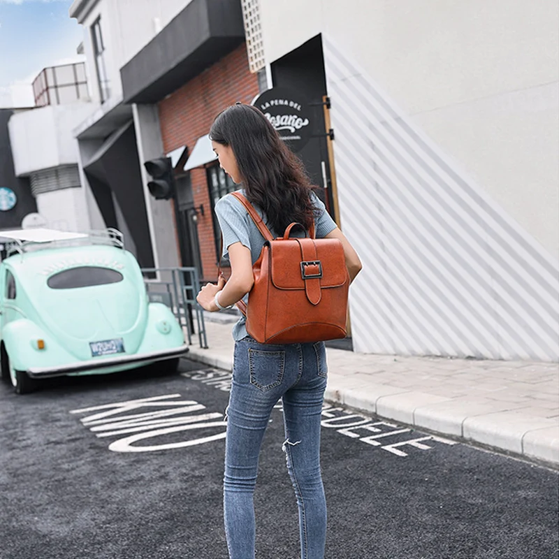 Высококачественный Женский рюкзак из масляной кожи многофункциональный женский