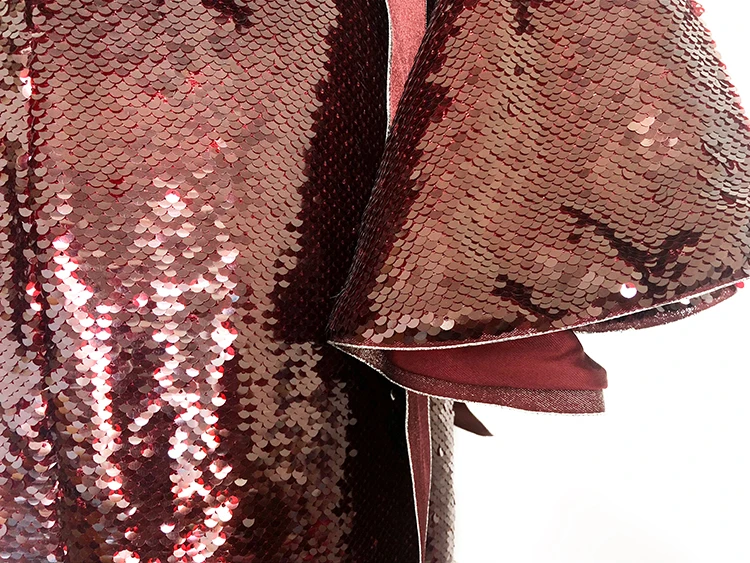 

Women's Sequins Glitter Sparkling Party Dress Bling Bling Red Wine Christmas Holiday Dresses Flare Sleeve Elegant Show Wedding