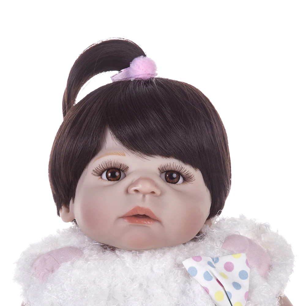 55cm Full Body Silicone Reborn Girl Baby Doll Toy Lifelike Pink Princess Dress Newborn Babies Cute Birthday Gift Bathe | Игрушки и хобби