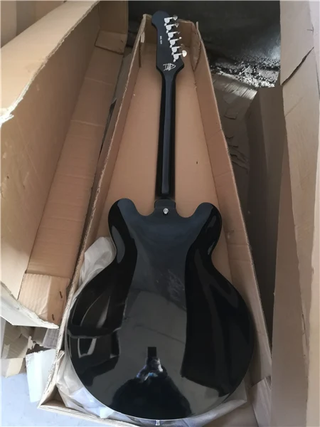 Китайская фабрика по производству гитар custom 335 черная полуполый корпус двойное f-образное отверстие jazz электрическая гитара высшего качест...