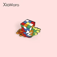 melting cube enamel pins educational toys brooches badges for women men clothes bag pins jewelry gift for friends