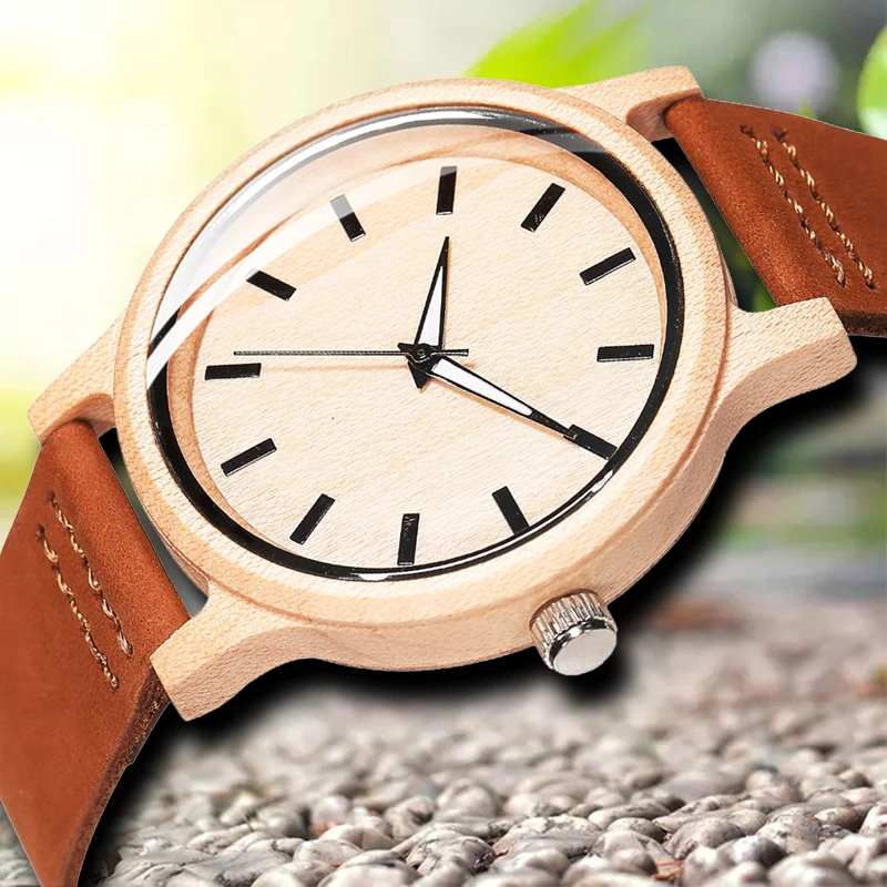 Модные Повседневные деревянные часы для мужчин и женщин наручные кварцевые