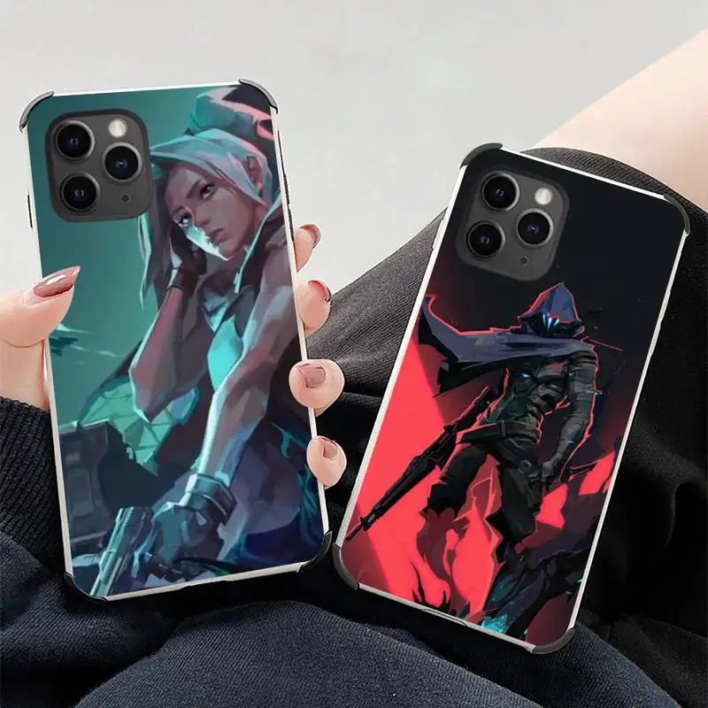 

Valorant Phone Case Lambskin Leather For iphone 12 11 8 7 6 XR X XS PLUS MINI PLUS PRO MAX Shockproof Jett Viper Omen Phoenix