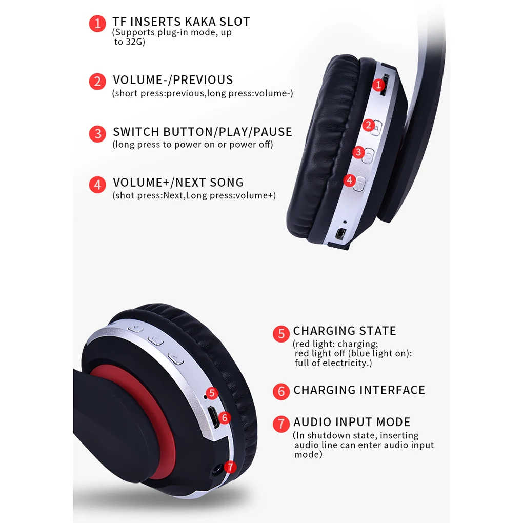 MH7 Беспроводные наушники с шумоподавлением Bluetooth 5,0 складывающиеся наушники Складные стерео игровые наушники