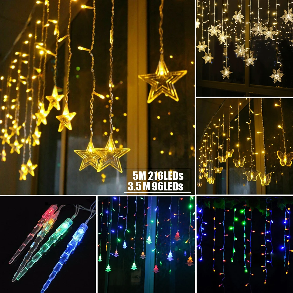 СВЕТОДИОДНАЯ Гирлянда в виде сосулек с подключением Рождественский шнурок для