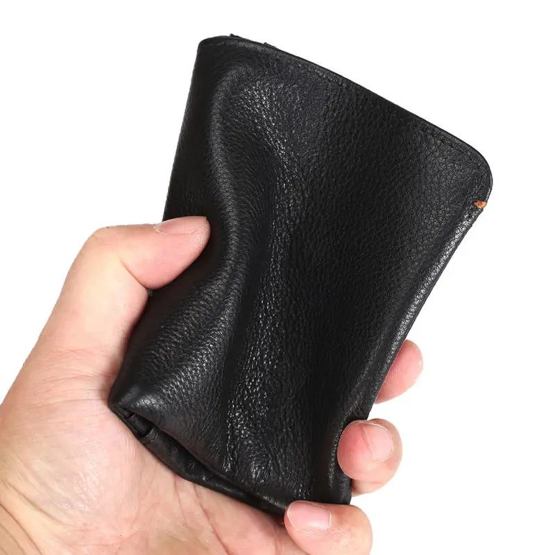 

Soft Genuine Leather Wallet For Men Pocket Fashion Vertical Male Card Holder Coin Purse Small Money Bag Boy's Standard Wallet