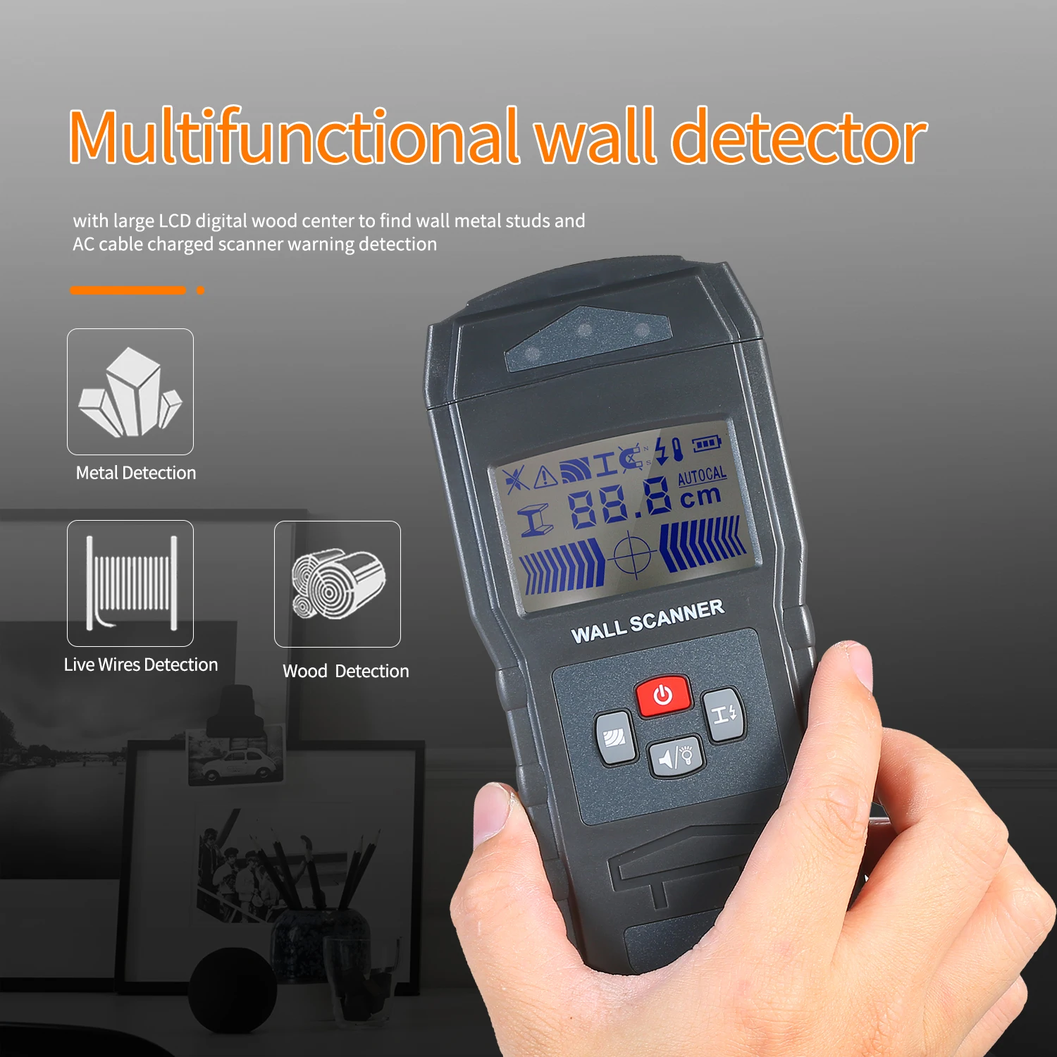 Металлоискатель настенный детектор датчик сканер ЖК-дисплей цифровой