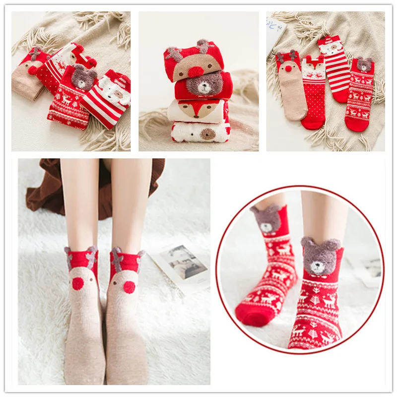 Рождественские подарки рождественские носки Санта Клаус Медведь Рождество С