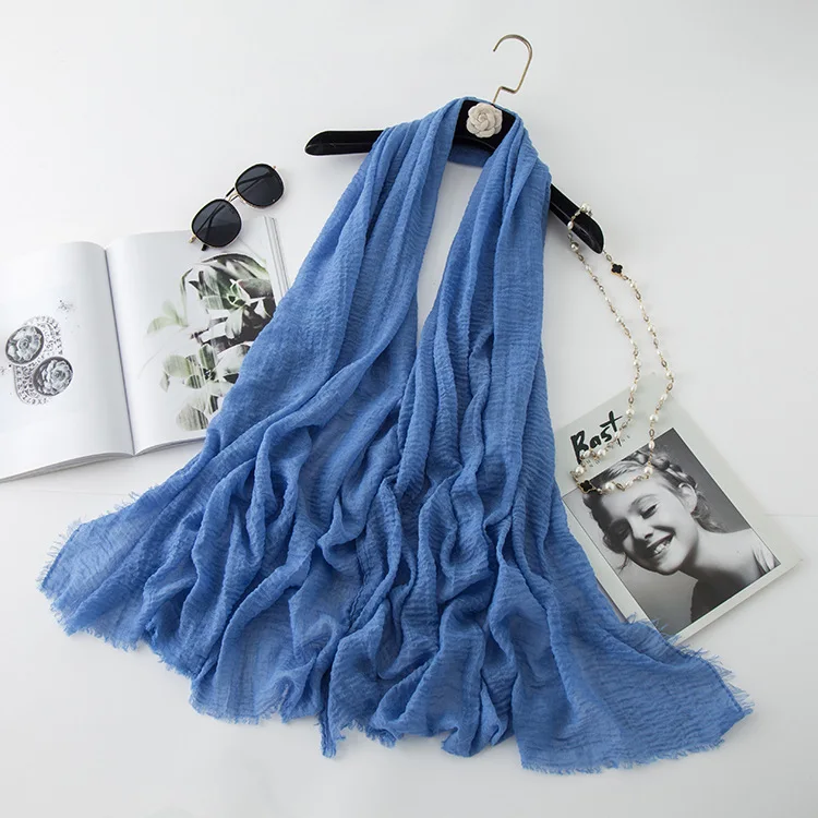 Apparel Accessories Scarves and Wraps Linen sunscreen silk scarves Lady s beach shawl Pure color scarf