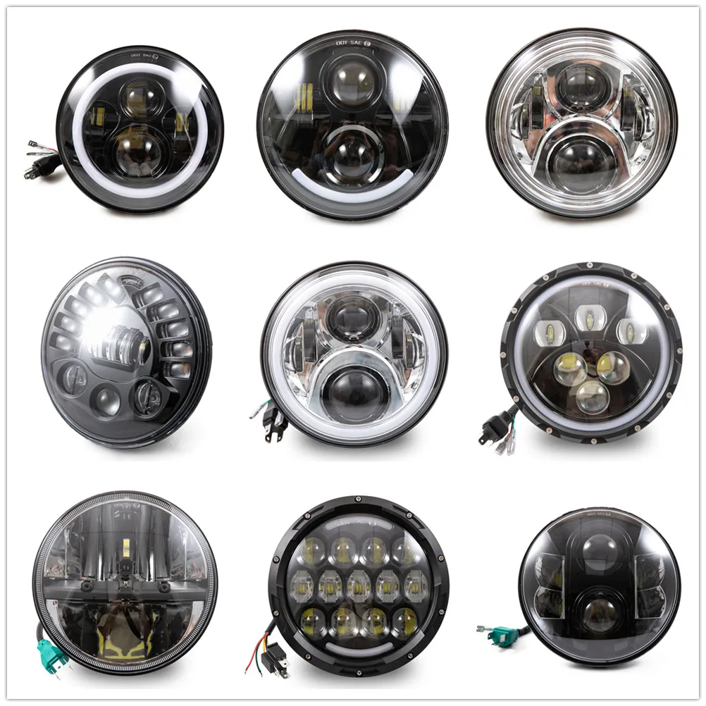 Универсальная светодиодная передняя фара для мотоцикла 7 дюймов Harley Softail Cafe Racer