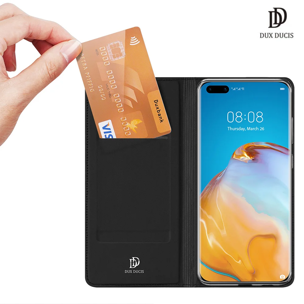 

For Huawei P40 DUX DUCIS Skin Pro Series Flip Cover Luxury Leather Wallet Case Full Good Protection Steady Stand