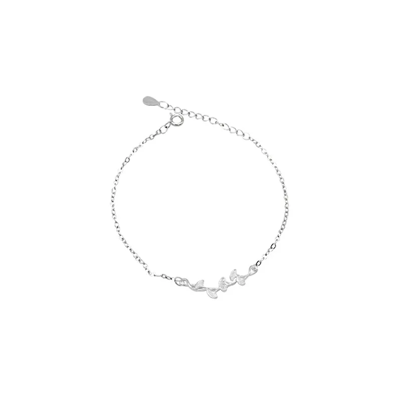

LKO 925 Sterling Silver Fashion Temperament Ginkgo Leaf Bracelet High Quality For Student /Girl Friend Jewelry Best Gifts