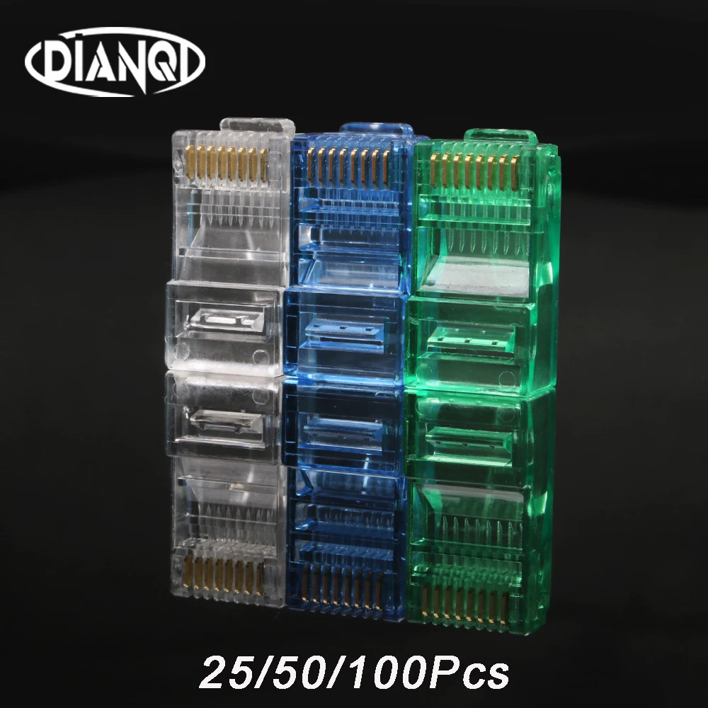 25/50/100 шт Позолоченные RJ45 чистая сети модульный разъем Cat5 CAT5e 8P8C utp