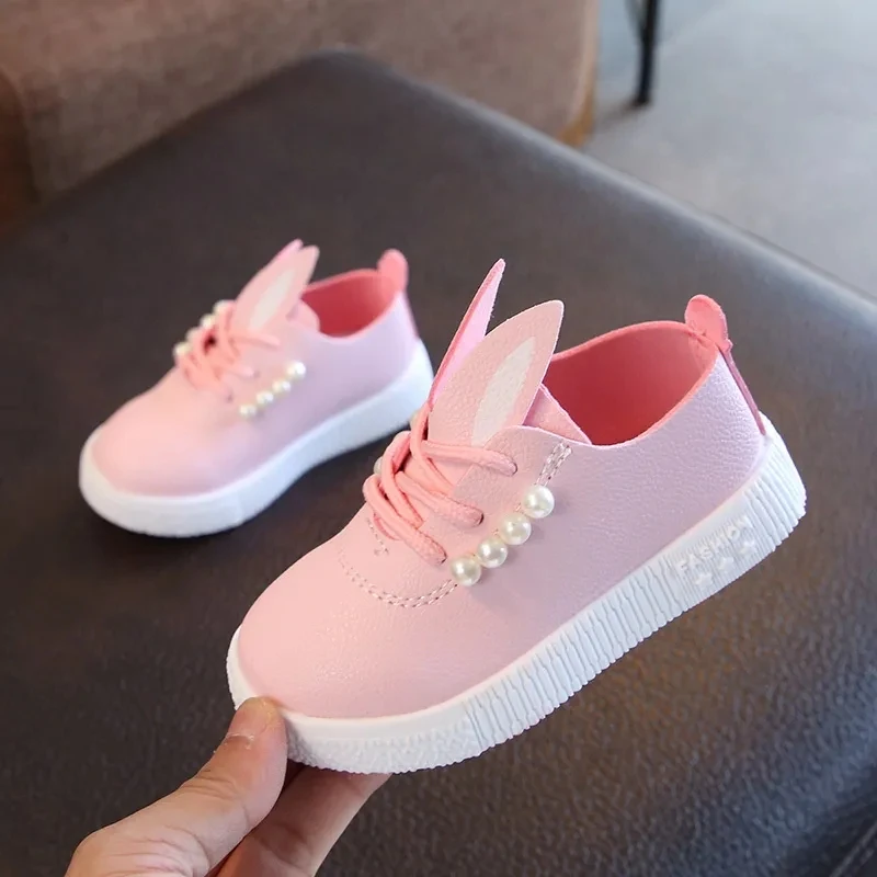 

Childrens PU leather sneakers girls pink casual shoes pearl platfrom sneakers kids baby comfort tennis