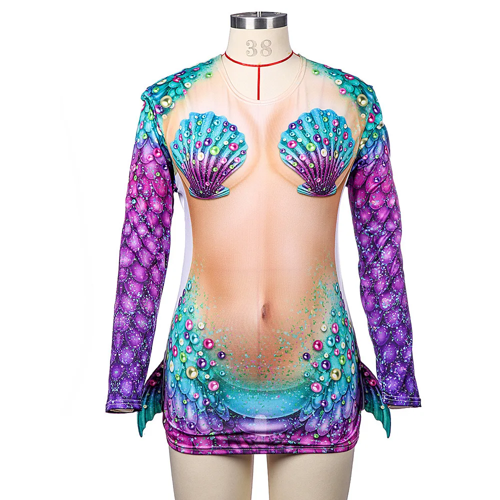 Футболка PTYGO женская с принтом русалки Повседневная Свободная рубашка короткими