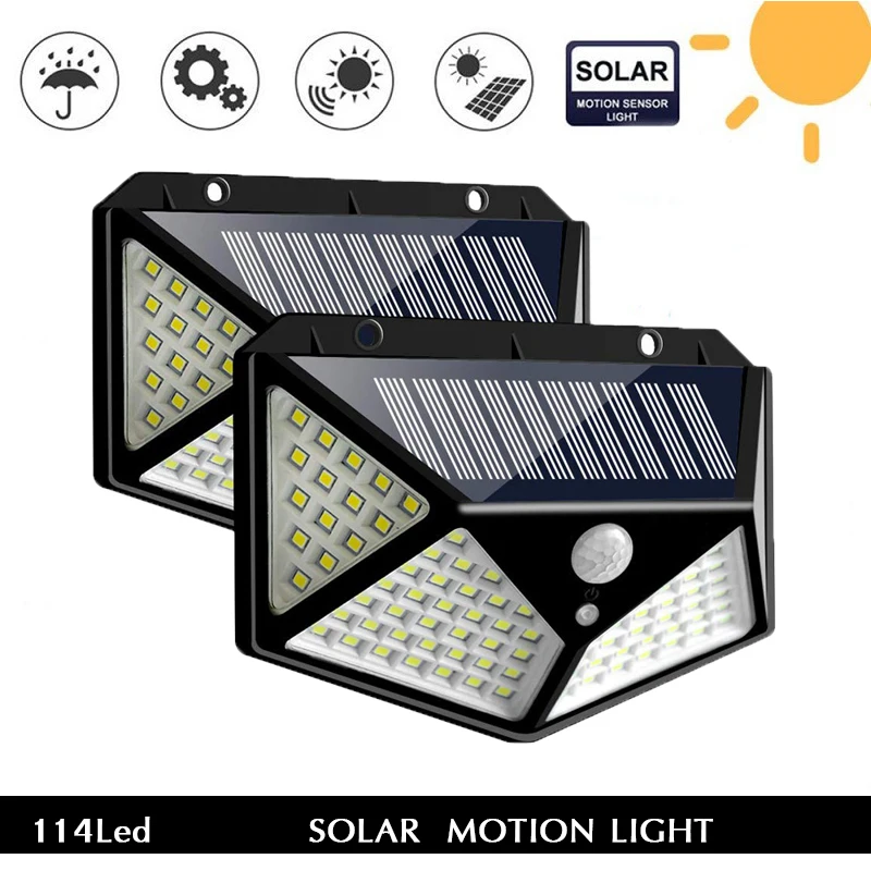 

3 Modes LED Solar Light 144LED PIR Motion Sensor Wall Light Outdoor Waterproof Solar Lamp Powered Sunlight for Garden Decoration