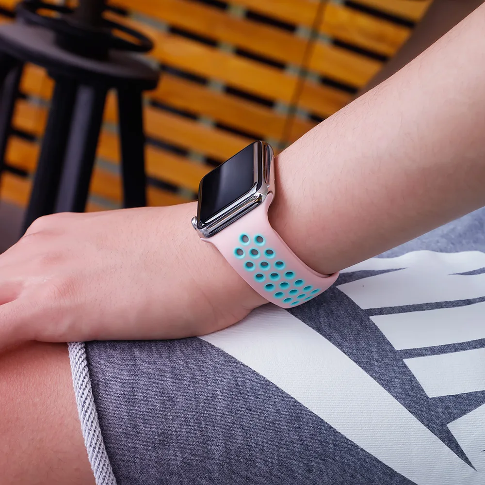 Спортивный ремешок для apple watch band 4 5 42 мм/38 мм iwatch band 44 мм/40 мм ремешок силиконовый браслет дышащий ремешок для часов серии 5 4 3 2