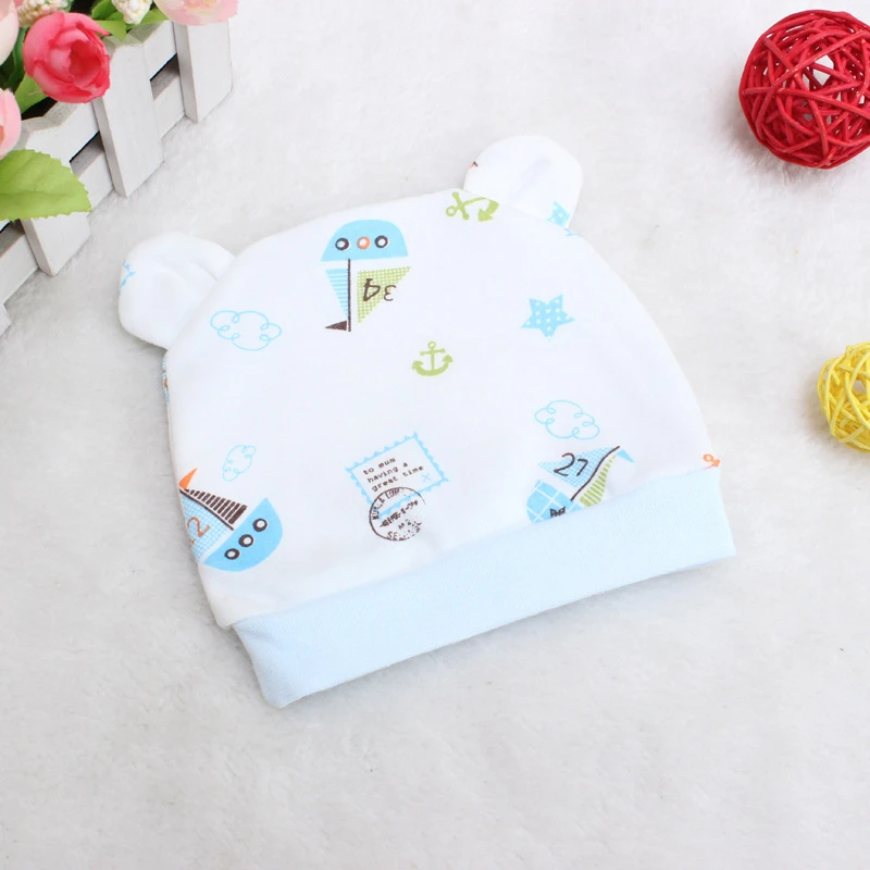 Шапка для новорожденных на возраст 0-3 месяцев из 100% хлопка | Детская одежда и