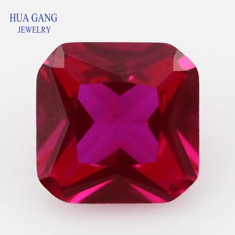 Красные корундовые камни 5 # квадратная форма восьмиугольника принцесса резка